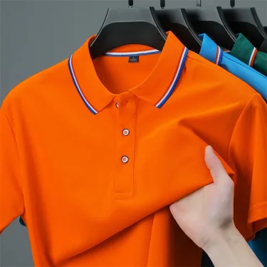2025 New Men's Casual Solid Color Short Sleeved Polo Shirt Summer Fashionable and Comfortable Versatile Top 6
