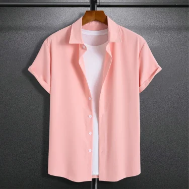 New short-sleeved shirt men's summer thin section trend Slim business casual half-sleeved shirt 3
