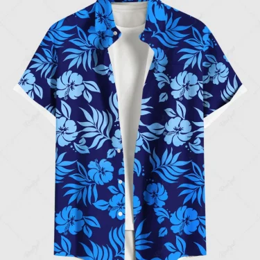 Fashion Men's Hawaiian Shirts 3D Printed Short Sleeved Button Down Lapel Shirt For Summer Oversized Tops Casual Shirt For Men 4