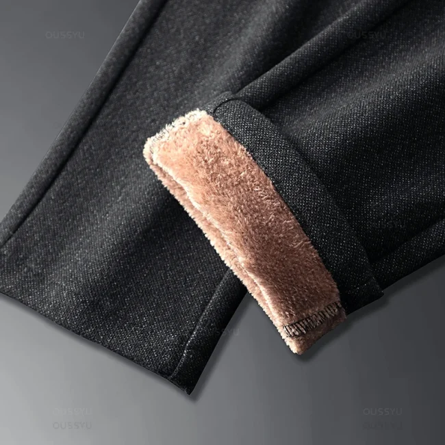 Mingyu Brand Winter New Men's Warm Casual Pants Business Fashion Fleece Thick Office Stretch Blue Trousers Male Plus Size 28-38 4