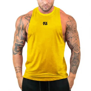 Mens Gym Tank top Fitness Sleeveless Shirt Male Mesh Breathable Fitness Vest Undershirt Sports Clothing Running Singlets Men 5