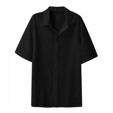 Summer Men's Clothing Mesh See Through Mesh Sexy Shirt Short Sleeve Fishnet Button-down Retro Chic Streetwear Party Blouse S-5XL 4