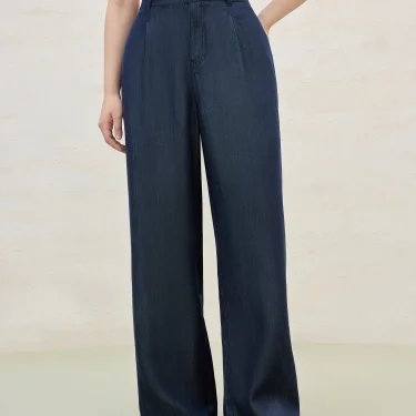 DUSHU Plus Size Cooling Lyocell Pants Summer 2025 Office Relaxed Straight-Leg Pants Versatile Staple Women Casual Trousers 1