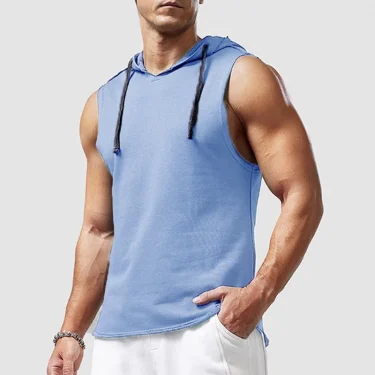 1pcs Summer Men's Tank Tops Male Solid Color Vest Sleeveless Tees For Male Hooded Man Vests Tops Hip Hop Men Tank Top T shirt 4