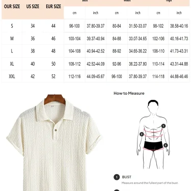 New Mens Polo Shirts Short Sleeve Polo Neck Summer Polo T Shirts Casual Ribbed Textured Golf Shirts Casual Fashion Basic Tee 6