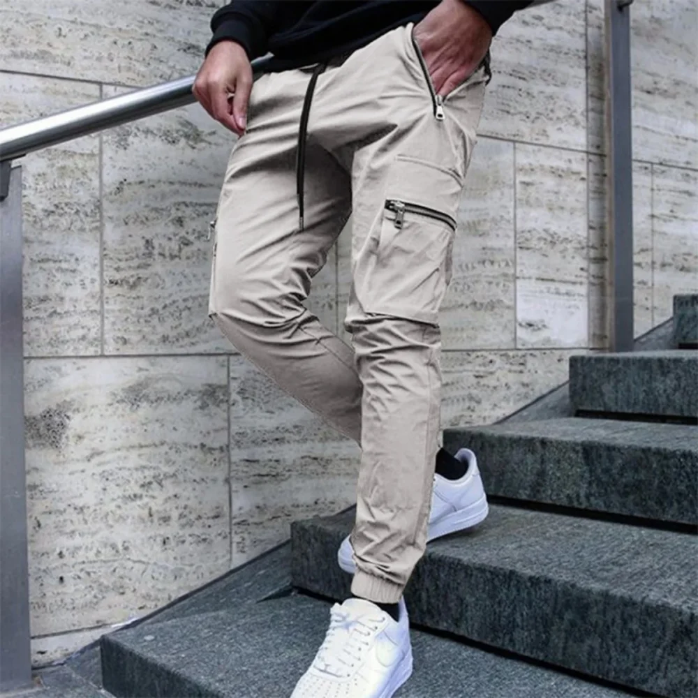 New men's spring and autumn overalls leisure sports men's trousers four seasons mid-waist youth leisure small feet trousers 6