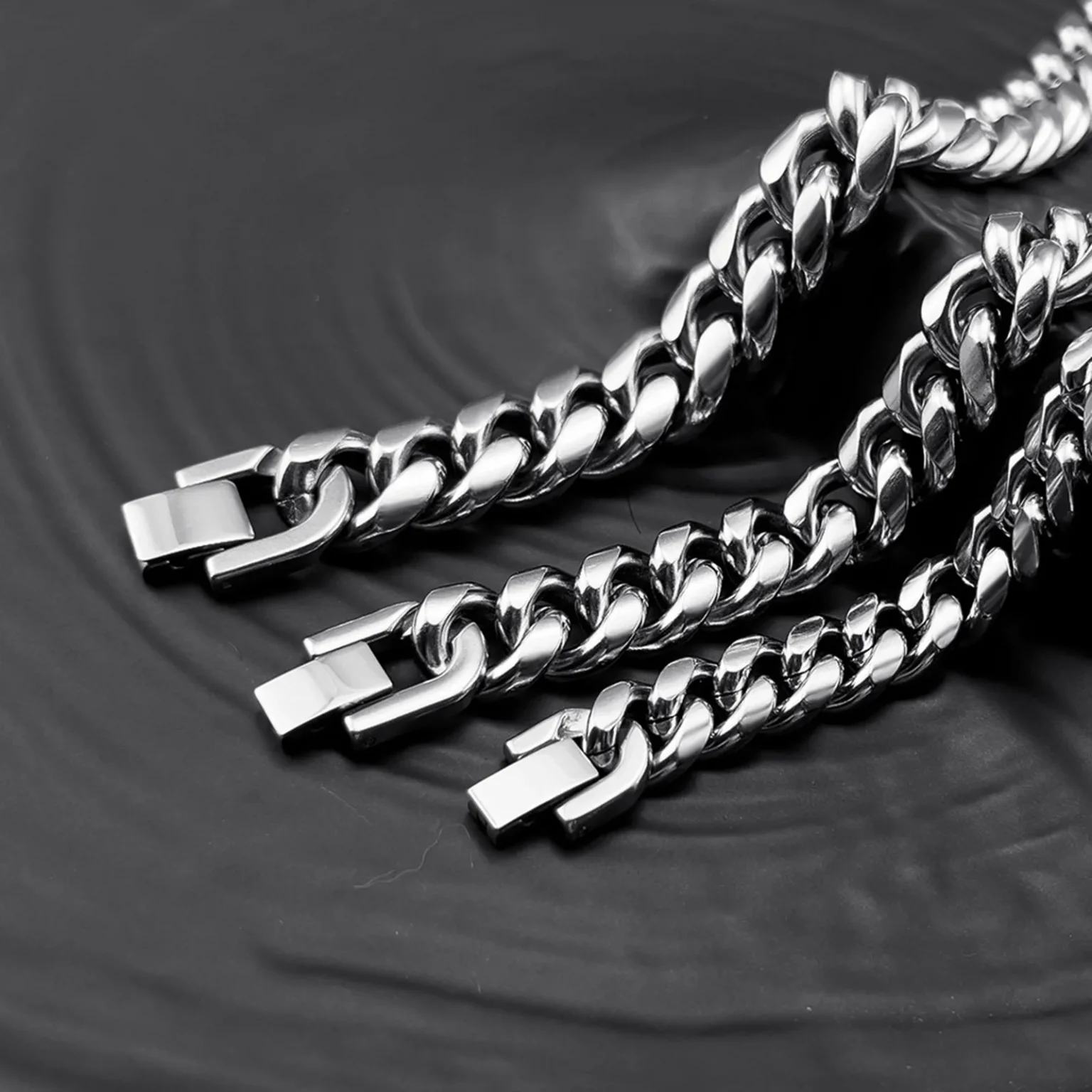 Vnox 6/8/10/12mm Cuban Chain Bracelets for Men Women, Solid Stainless Steel Curb Link Chain Wristband Jewelry 2