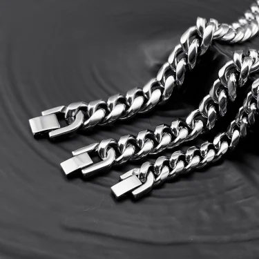 Vnox 6/8/10/12mm Cuban Chain Bracelets for Men Women, Solid Stainless Steel Curb Link Chain Wristband Jewelry 2