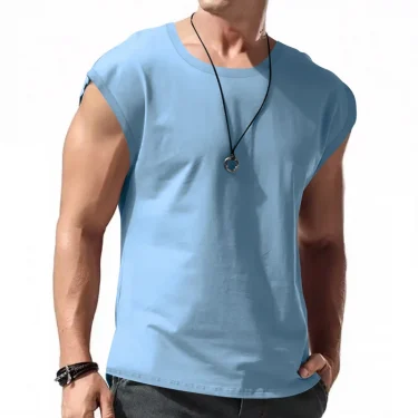Men's Wear New Sleeveless T-shirt Men's Summer Leisure Sports Loose fitting Men's Short vest sir 2