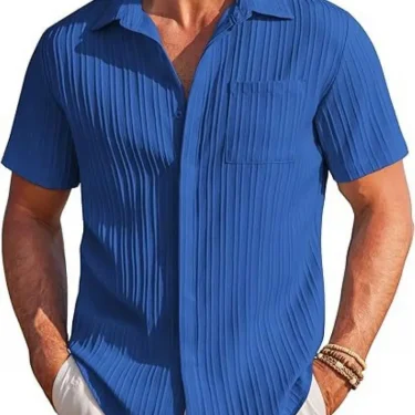 2024 Spring/Summer explosive fashion summer explosive men's fashion striped casual beach shirt Short sleeve lapel urban shirt to 1