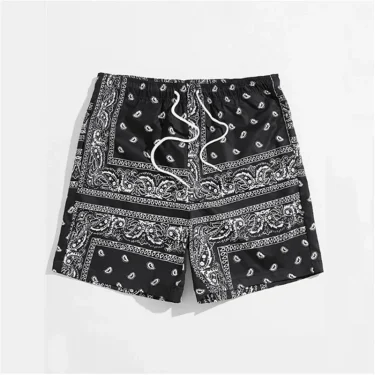 Trend Bandana Graphic Beach Short for Men Summer Fashion 3D Printed Swim Trunks Loose Casual Streetwear Hawaiian Short Pants 3