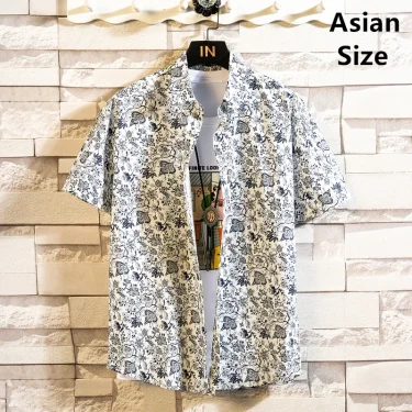Summer Men Shirt Hawaii Short Sleeve 2025 Casual Flower Pattern Shirts Social Elegant Fashion Beach Harajuku Luxury Style Tops 1