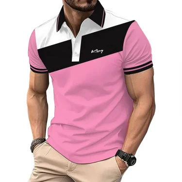 New Men Slim Fit Summer Short Sleeve Sport Polo Shirt Men Fashion Slim Fit Spell Color Polo Shirt Men Quick Drying Polo Shirt . 1