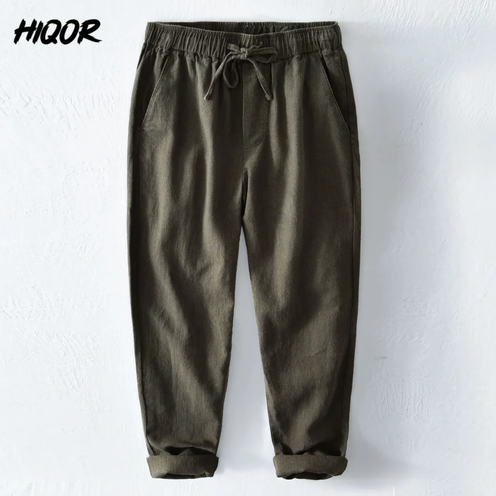 HIQOR 2025 Summer Men Linen Trousers Male Cotton Linen Casual Baggy Pants Breathable Pantalones Hombre Sweatpants Men Clothing 4