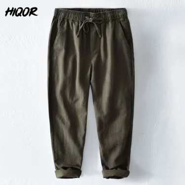 HIQOR 2025 Summer Men Linen Trousers Male Cotton Linen Casual Baggy Pants Breathable Pantalones Hombre Sweatpants Men Clothing 4