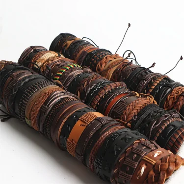 10Pcs/lot Vintage Leather Adjustable Bracelets Bangle For Women Men Mix Style Adjustable Fashion Jewelry Party Gifts 6