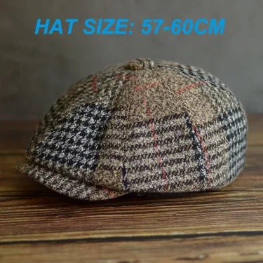 Autumn Winter Men's Newsboy Hat Wool Blend Male Beret Men And Women England Gatsby Retro Hat Driver Flat Cap 2