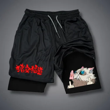 Men'S Fitness Performance Running Training Sports Shorts Fashion Print 2-In-1 Double-Layer Summer Mesh Quick-Drying Beach Shorts 2