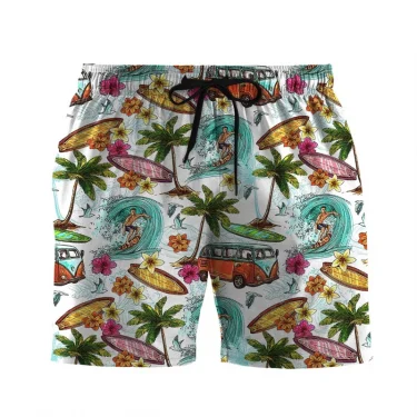 Tropical Beach Painting 3d Print Men Hawaiian Short Pants Cool Summer Swimming Trunks Kids Surfing Board Shorts Beachwear 4