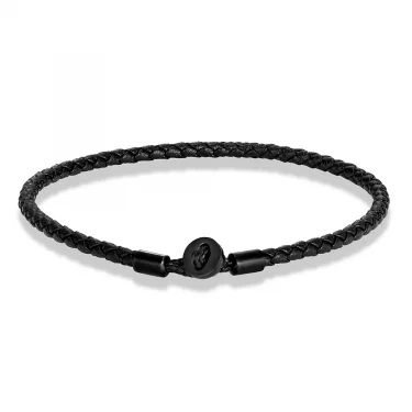3MM Handmade Braided Leather Button Bracelet For Men Women Stainless Steel Bangle Couple Jewelry Custom Sizes Wholesale 3