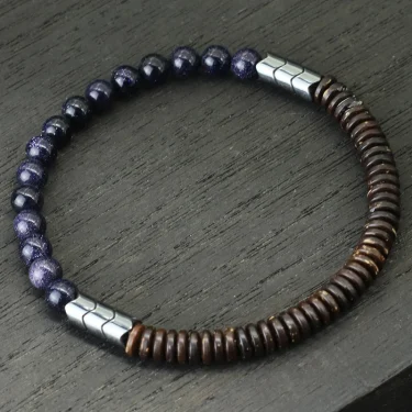 Antique Handmade Natural Stone Beads Bracelet Coconut Wooden Mens Yoga Balance Braclet For Male Meditation Jewelry Homme 5