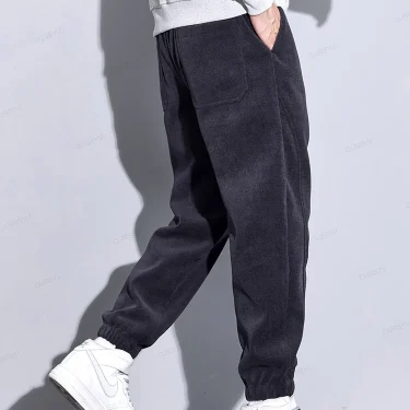 Autumn Winter Men's Corduroy Trousers Baggy Fashion Classic Elastic Waist Thick Outdoors Casual Harem Pants Male Plus Size Gift 3