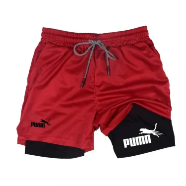 Summer Breathable Two-in-one Double-layer Shorts Men's Elastic Compression Shorts Quick-drying Multi-functional Shorts M-3XL 2