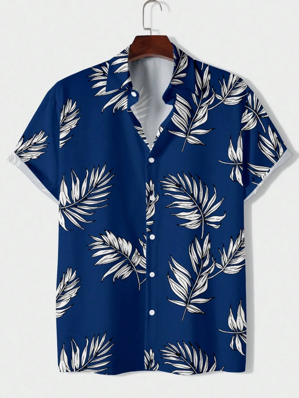 Hawaiian Fashionable Lapel Shirts For Men And Women Tropical Plant Print Short Sleeve Button-Down Shirts Seaside Tops 5