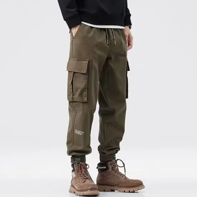 Men Japanese Style Casual Pants Male Loose Plus Size Straight Leg Brand Trousers Fashion Large Pocket Comfortable Cargo Pants 5