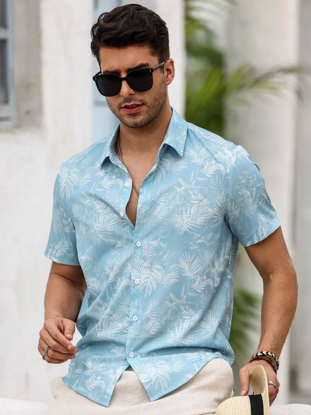 Men's Summer Tropical Plant Palm Tree Graphic Printed T-shirt Shirt Loose Breathable Seaside Vacation Style Casual Top Shirt 3