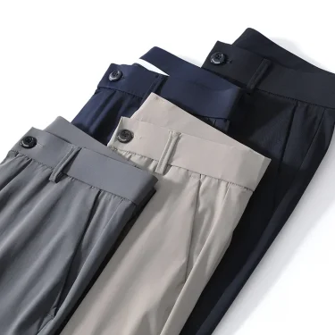 Summer Thin Men's Korean Style Simple Slim Casual Pants Stretch Soft Straight Leg Fashionable Small Suit Long Trousers Male 6