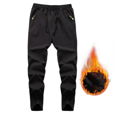 M-5XL Large Size Men's Warm Casual Pants Autumn Winter Plus Velvet Waterproof Outdoor Assault Pants Zipper Pocket Sweatpants 5