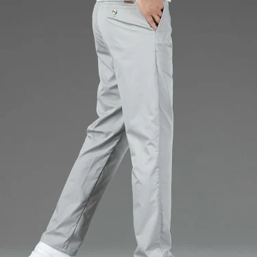 Spring Summer New Men's Casual Pants Thin Mulberry Silk Soft Business Casual Trousers Slim Straight Elastic Suit Pants Male 3