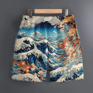 Men's Hawaiian 3D Japanese Pattern Beach Shorts Quick Dry Outdoor Leisure Sports Shorts Fashion Men's Shorts 4