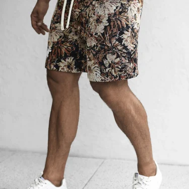 TRAF Summer New Men's Casual Shorts Fashion Printing Loose Drawstring Household Five-Minute Pants Hawaii Beach Flower Pants 2