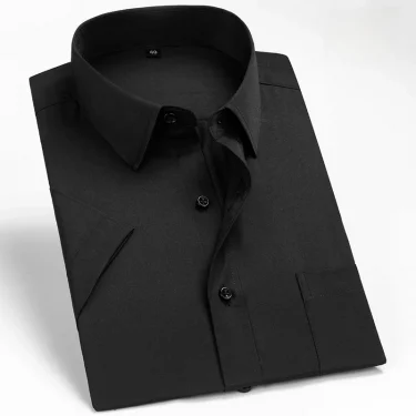 Business Dress Shirt Men Short Sleeve Autumn Spring Fashion Solid Casual Formal White Work Office Simple Basic Man Clothe S-7XL 3