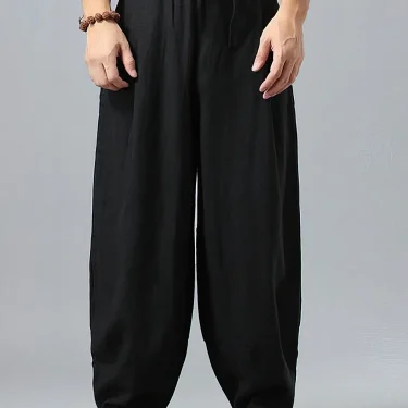 Baggy Cotton Linen Pants Men Casual Wide leg Oversize Jogger Linen Trousers Chinese Drawstring Sweatpants Male 2025 New 3