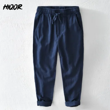 HIQOR 2025 Summer Men Linen Trousers Male Cotton Linen Casual Baggy Pants Breathable Pantalones Hombre Sweatpants Men Clothing 1