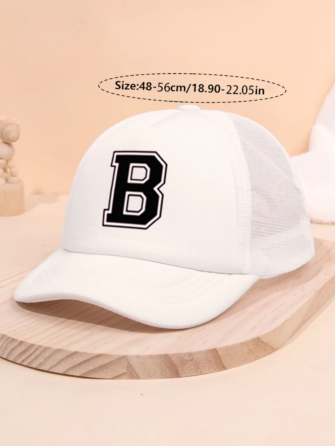 1Pc children's 26 letter printed baseball cap, fashionable sunshade duckbill cap for spring summer, breathable mesh trucker cap 5
