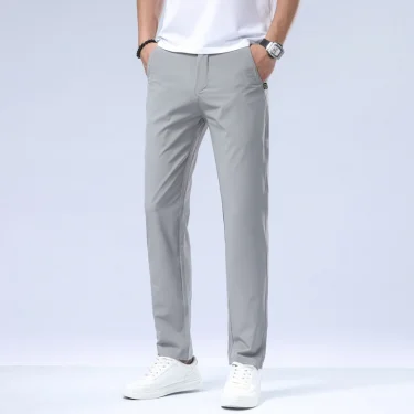 4-color Ultra-thin Mens Pants Spring Summer Korean Casual Pants Slim-fit Fashion Straight Business Trousers Cotton Male Clothes 3