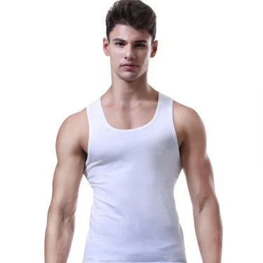 Men's cotton sports vest summer youth breathable hurdle men slim fitness sleeveless white undershirt tide 1