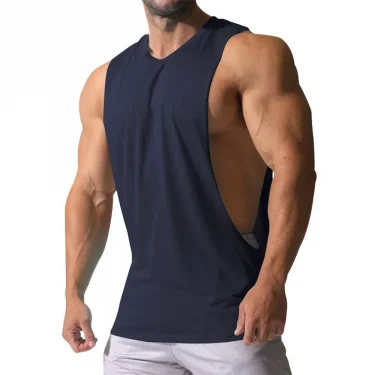 Men’s Gym Tank Top Summer Fitness Cotton Tank Top Men Jogging Bodybuilding Sleeveless Shirt Breathable O-Neck Casual Muscle Vest 2