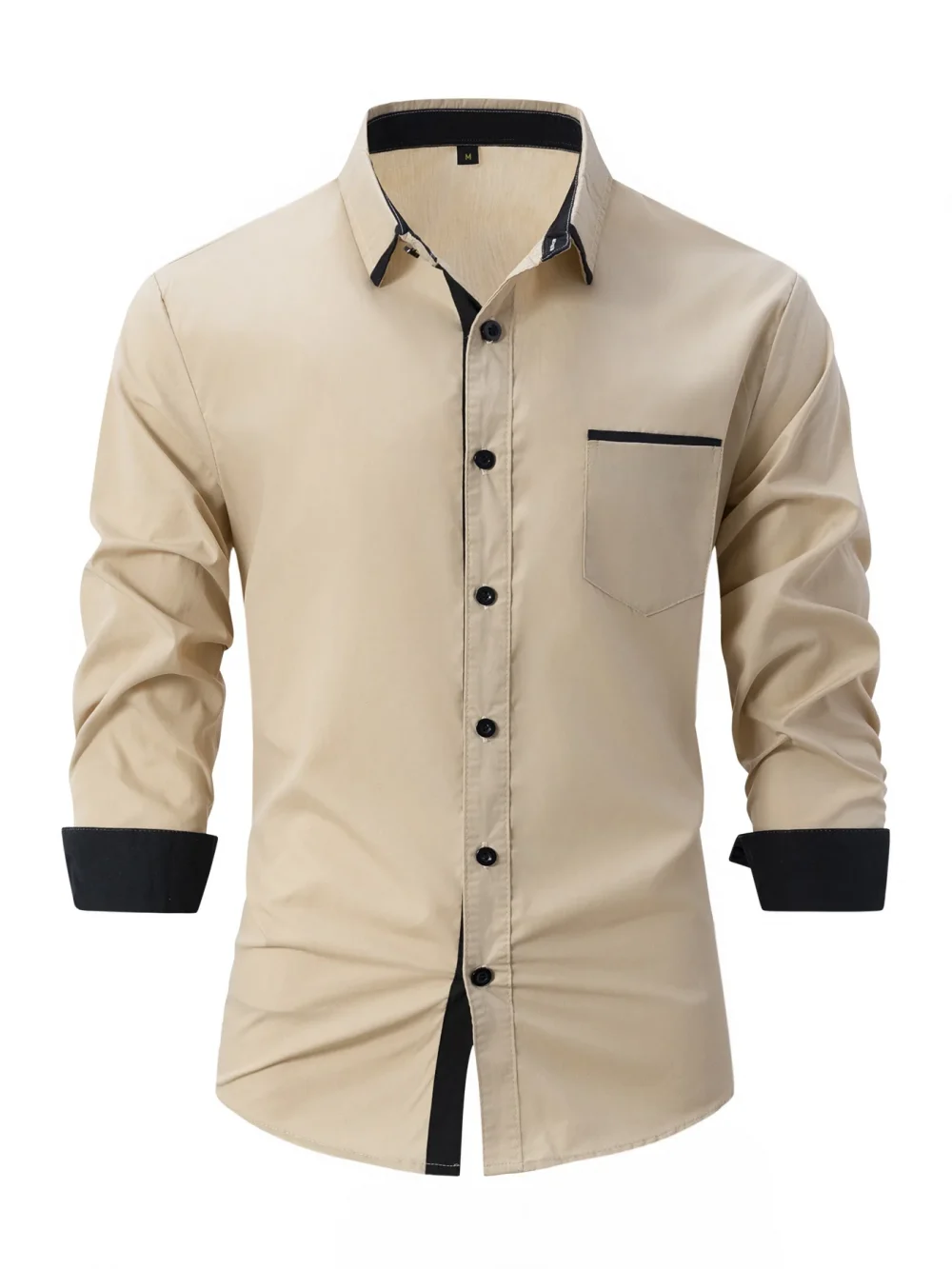 Europe and the United States 2025 new fashion men's spring and autumn cotton men match color business slim casual shirt long sle 6