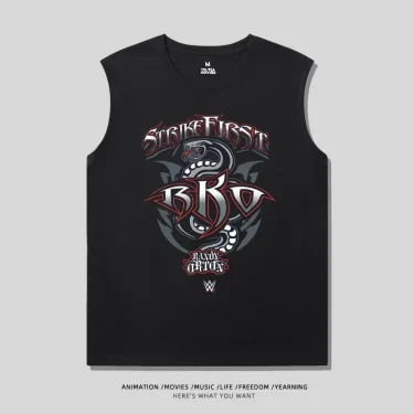 Summer WWE Wrestler Orton Randy Peripheral Vest Printed T-Shirt Short Sleeve Wrestling RKO Cotton Sleeveless Top Men's T-Shirt 4