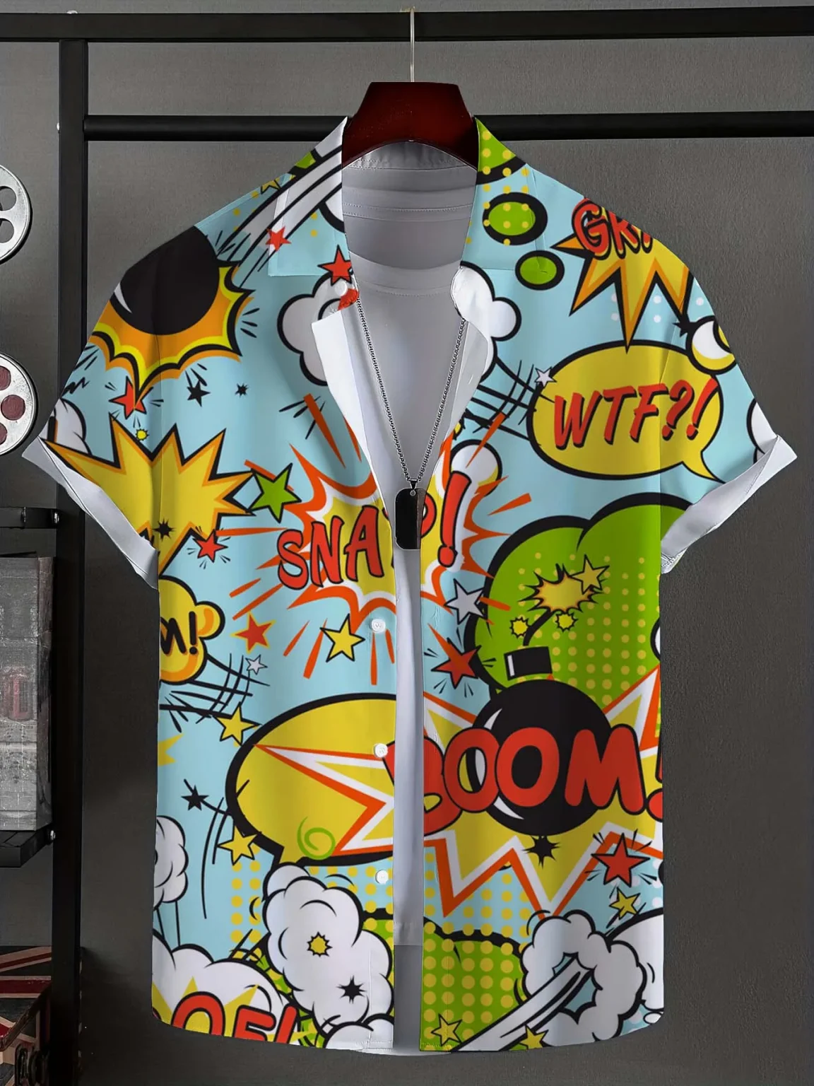 Men's Shirt Fashion Novel Graphic Tops Button Up Shirt Casual New Unisex Shirt Vacation Lapel Short Sleeves Shirt Carnival 2