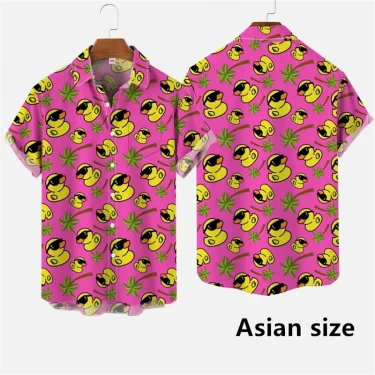 Hawaiian Men Shirts 3D Print Cartoon Cute Duck Printing Short Sleeve Shirt Hip Hop Summer Button Shirts For Men 5