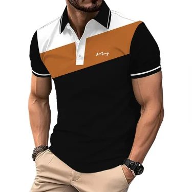 New Men Slim Fit Summer Short Sleeve Sport Polo Shirt Men Fashion Slim Fit Spell Color Polo Shirt Men Quick Drying Polo Shirt . 2