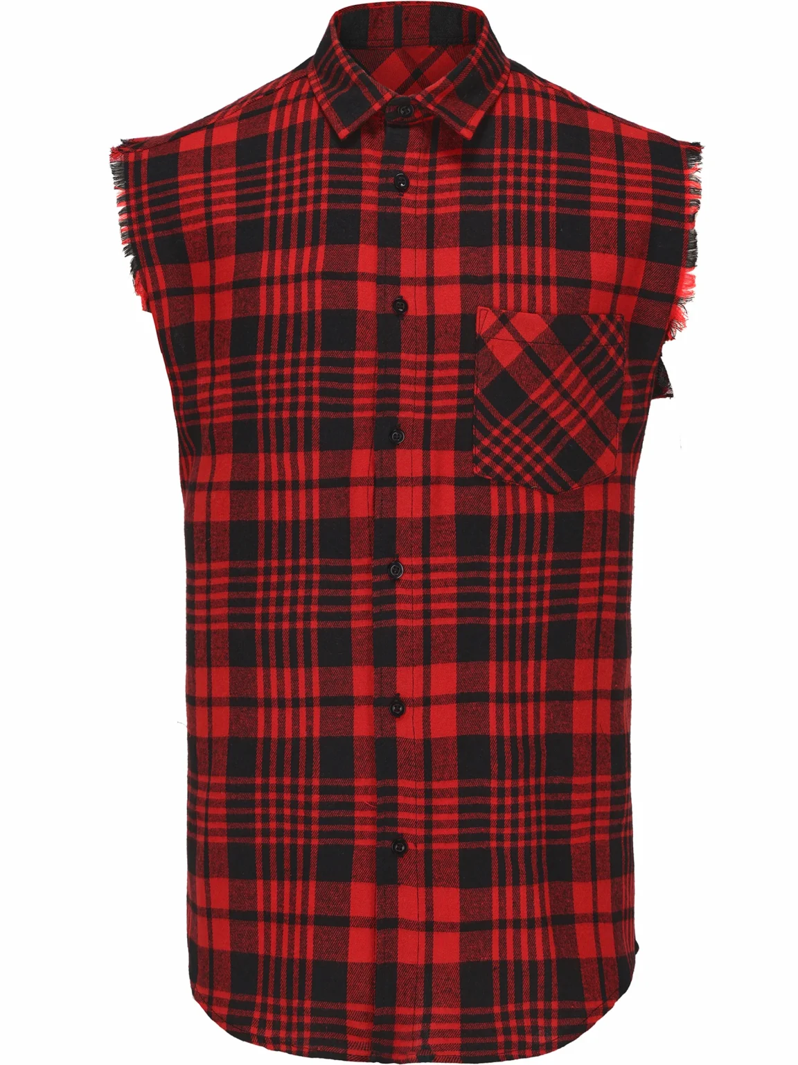 Men's Summer Plaid Sleeveless TShirt Casual Streetwear with Flannel Collar Stylish Beach Vacation Attire Plus Size Shirt 3