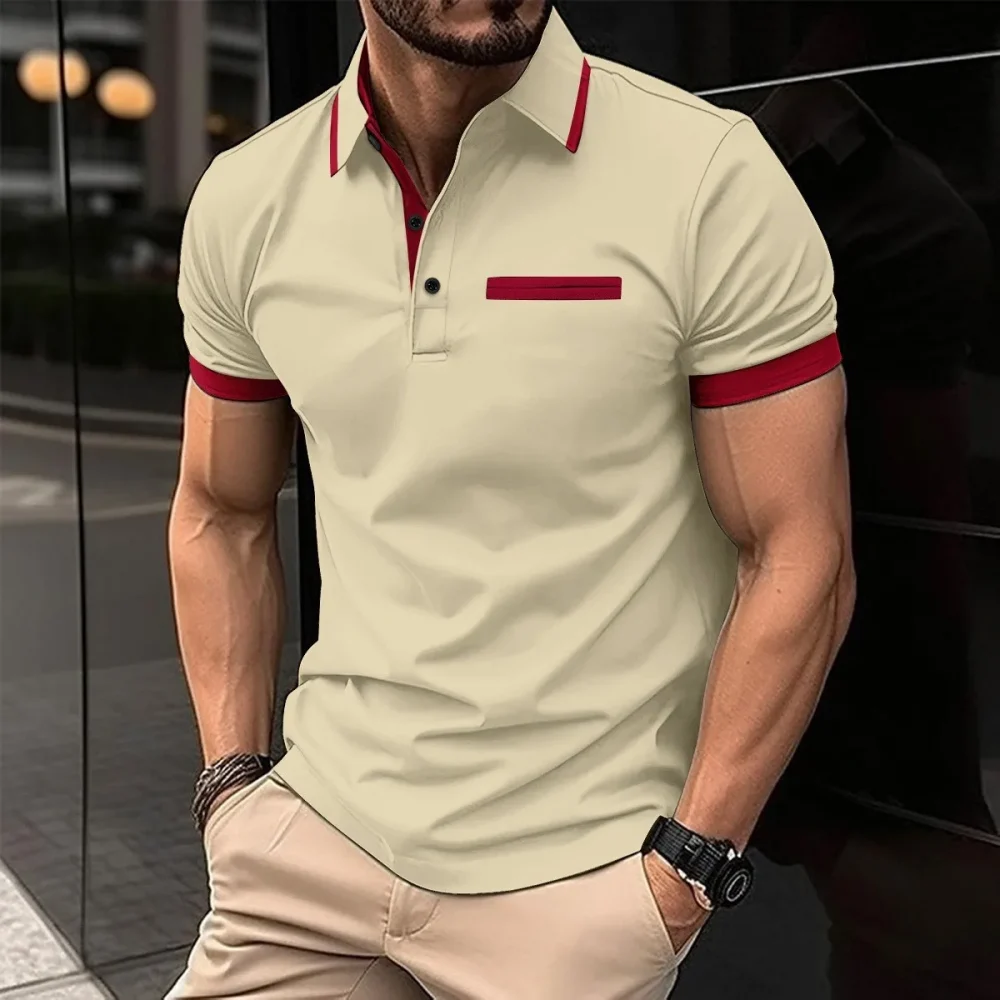 Solid Coloured Printed Polo Men's Clothing Simple 3D Print T-shirts for Men Breathable Men's Short Sleeve Polo Casual Loose Tops 5