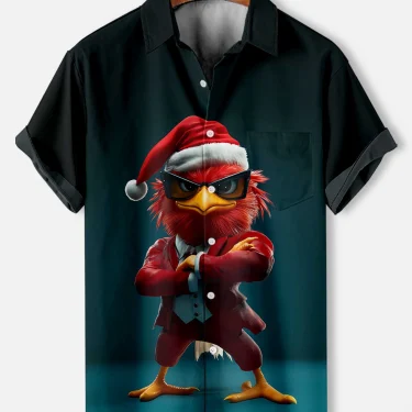 Summer Men's Funny Animals Shirts Fashion Short Sleeve Button Down Lapel Shirts Oversized Tops Casual Hawaiian Shirt for Man 4